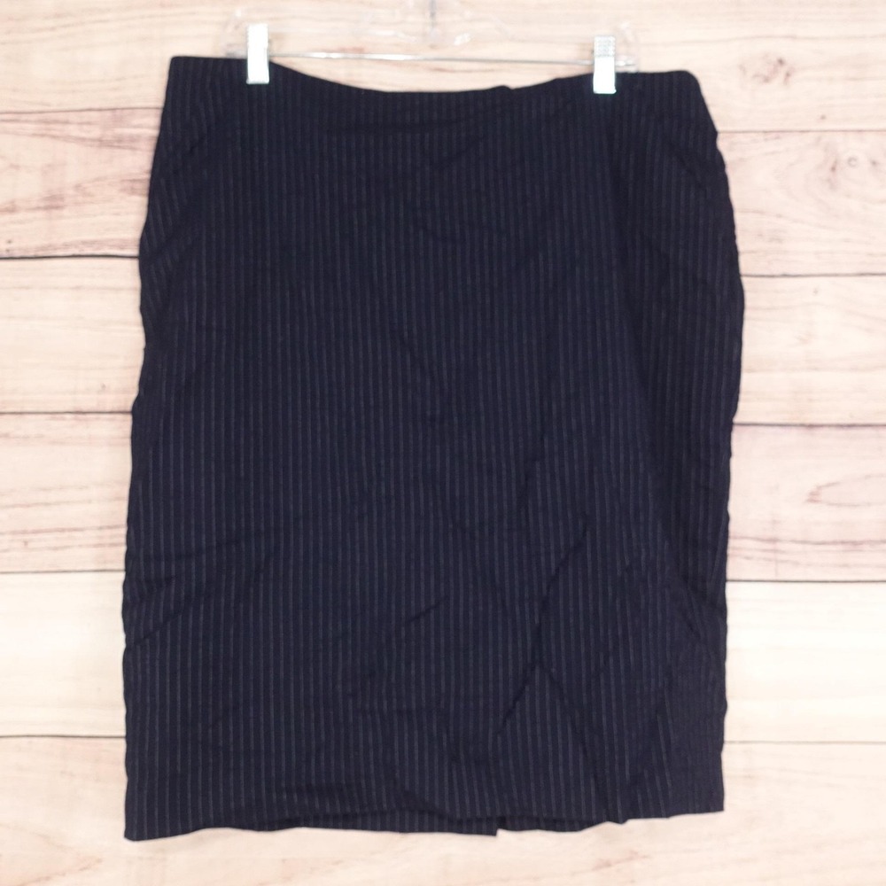 Tommy Hilfiger Skirt Womens 16 Blue Pinstripe Pencil Knee Length Lined Stretch